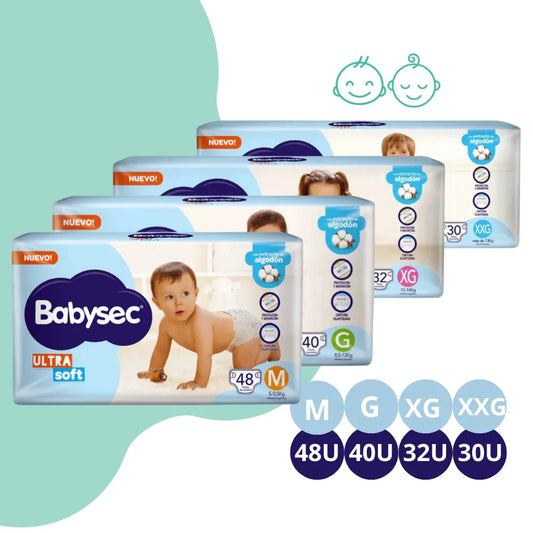 Pañales Babysec Ultra soft Hiper pack