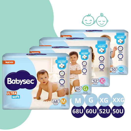 Pañales Babysec Ultra soft Super pack