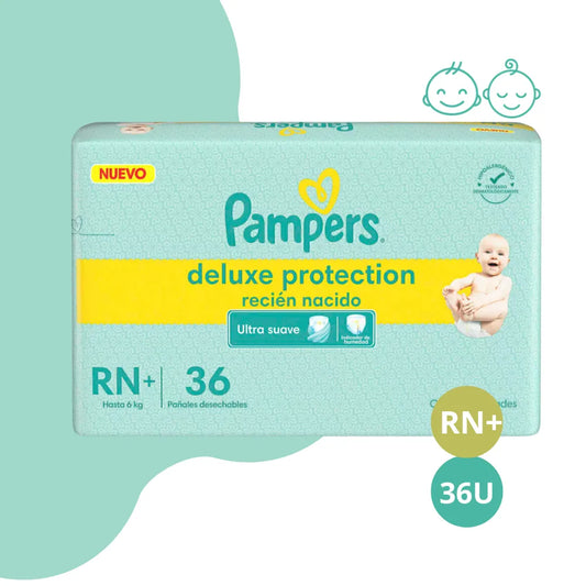 Pañales Pampers Deluxe RN+ 36u