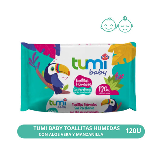 Toallitas Húmedas Tumi con Aloe Vera y Manzanilla 120u