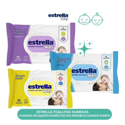 Toallitas Húmedas Estrella Humectación Sensible 50u