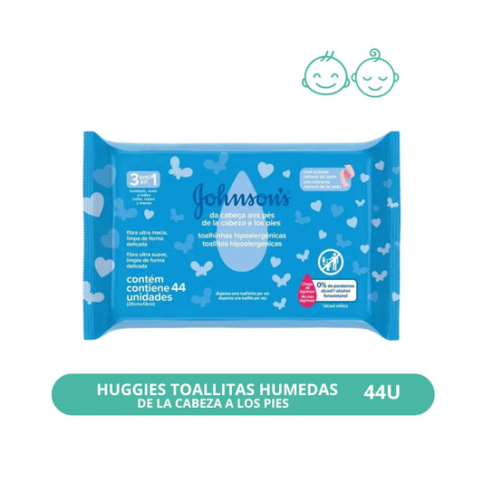 Toallitas Húmedas Johnson’s De la Cabeza a los Pies 44u