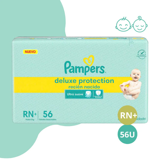 Pañales Pampers Deluxe RN+ 56u