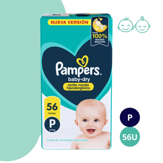Pañales Pampers Babydry P 56u