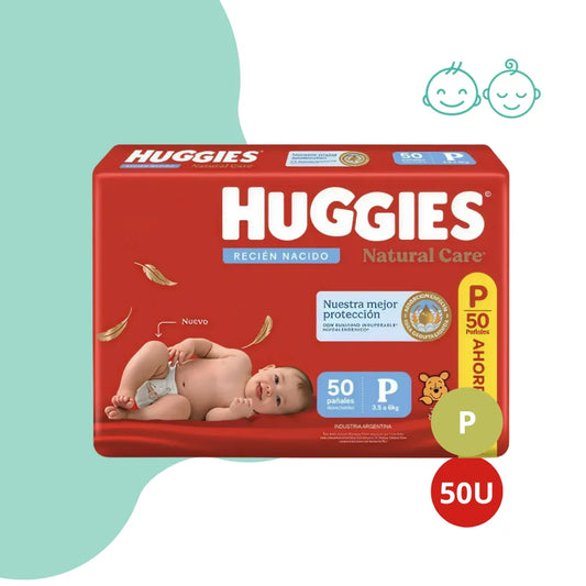 Pañales Huggies natural care P x50u